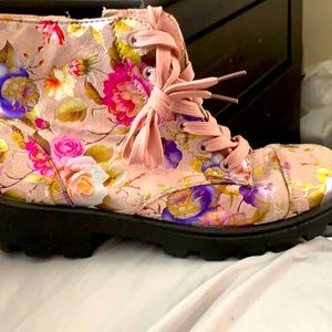 Floral pink and multi color boot